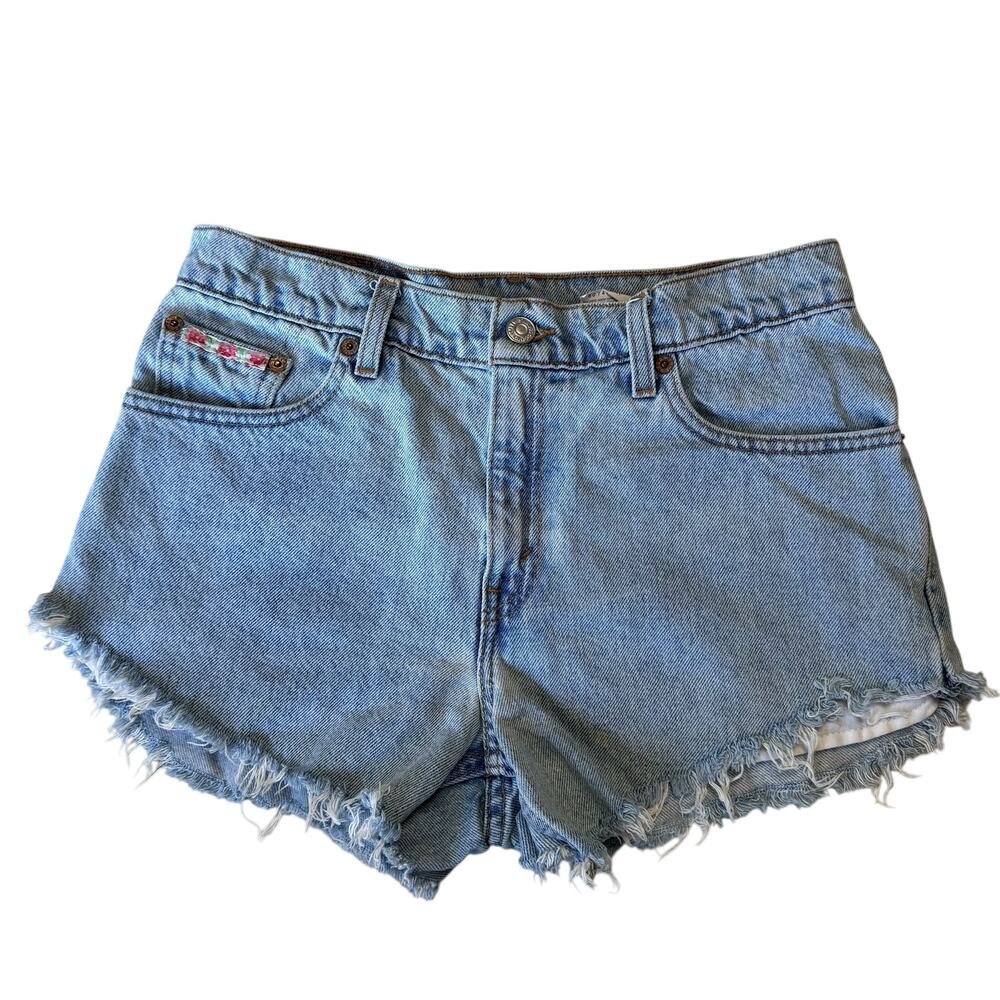 Vintage 90s LEVIS Denim Shorts Light Wash Size 6 Reg Womens 100% Cotton Jeans